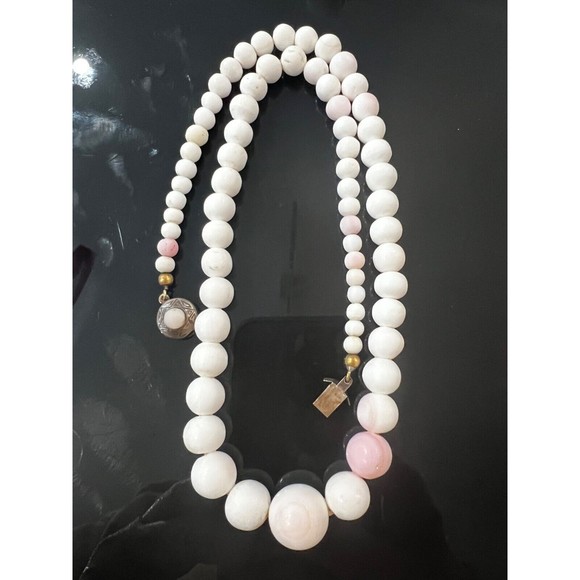 Antique Victorian Mediterranean Conch Shell Necklace 800 Silver Clasp Graduated - Picture 2 of 16